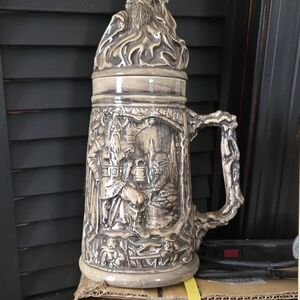 Intricately Designed Gray Beer Stein